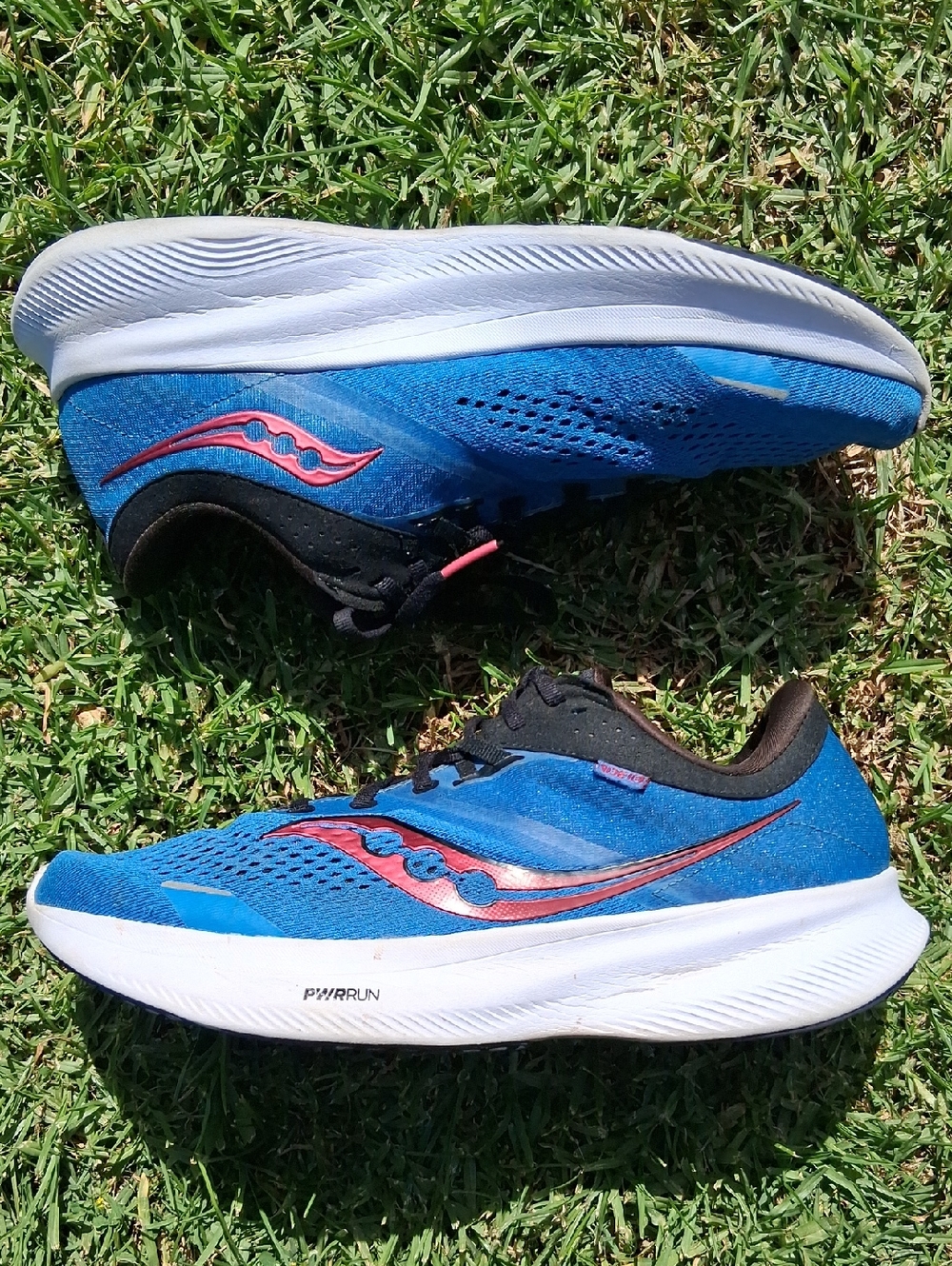 Saucony Blue Running Shoes with Pink Accents